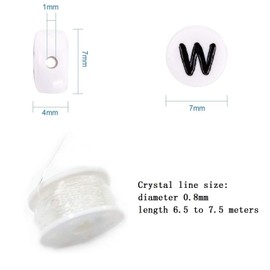 Looconi 27 Styles 1400pcs Letter Beads A-Z Heart Beads and Elastic String 4×7mm White Round Acrylic Alphabet Beads for Jewelry Making