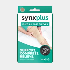 SynxBody SynxPlus Knee Support Sleeve (Pair) Knee Brace Elastic Breathable Knee Compression Sleeve. Helps Relieve Joint Pain for Arthritic Sufferers and Recovery from Injuries - Large
