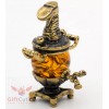 Solid Brass Amber Figurine of Russian Samovar Teapot Totem talisman