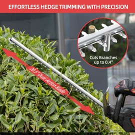 20V Cordless Hedge Trimmer for Homeowners, 22 Inch Dual-Action Blade Bush Trimmer for Shrub Shaping and Yard Cleanup, 180 Degree Rotating Handle, Battery and Charger Included