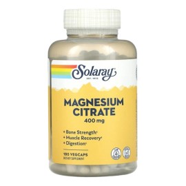Citrato de magnesio Solaray 180 cápsulas vegano 400 mg importado