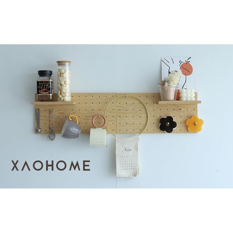 XAOHOME Wooden Pegboard, Sturdy Peg Board for WallsModular Grid Organizer,