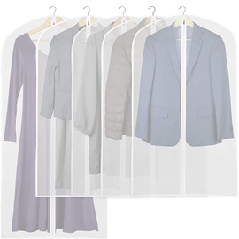 Bolsas de almacenamiento de ropa,Protector de Ropa Colgante, Fundas Ropa Transparente con cremallera para almacenamiento, PEVA transpirable lavable para abrigo, vestido de armario para guardar ropa (5)