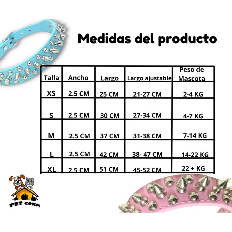Collar Para Perro Con Picos Metal Tipo Cuero Con Estilo