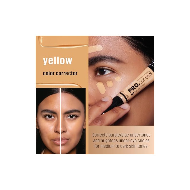 L.A. Girl Corrector Pro Conceal HD, corrector amarillo, 0.25 onzas