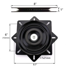 AAGUT 8" Swivel Plate Mechanism for Recliner Chair & Bar Stool Heavy Duty Swivel Base Square Swivel Furniture Replacement Coated 360 Degree Turntable
