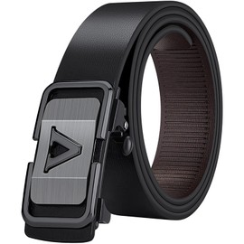 VANNANBA Leather Ratchet Belts for Men with The Letter V B Buckle， Belt Tail Hidden Design Belts with Gift Box