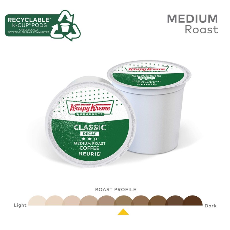 Krispy Kreme Classic Decaf, Single-Serve Keurig K-Cup Pods, Medium Roast