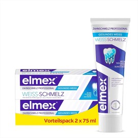 elmex Opti-Schmelz Professional Toothpaste White Enamel 2 x 75 ml - Strong Enamel and Whiter Teeth with Less Discolouration