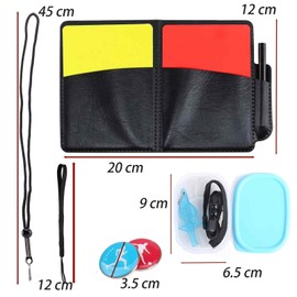 MOYWYCNO 2 Piece Football Referee Set with Red, Yellow Card, Whistle and Side Selector Switch for Football Games and School Sports
