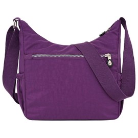Tianhengyi Crossbody Bags for Women Multi-Pocket Nylon Shoulder Bag Waterproof Crossbody Purse Handbag Travel Messenger Bag, 1- Purple