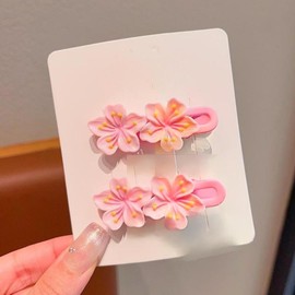WENJESO 10pcs Kids Hair Accessories for Girls Dopamine Flower Bangs Baby Hair Securing Side Clip BB Duck Mouth Single Clip with Hair Bow-pk