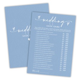 Nuckxy Bridal Shower Game Cards - Wedding Shoe Game - 30 Pcs Blue Minimalism Wedding Game Cards, Engagement Party Game, Modern Bridal Shower Party Favor & Decorations - B04