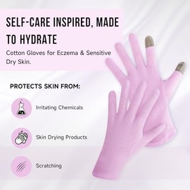 HandLove Guantes 100% algodón de alta calidad, guantes hidratantes para manos secas, para dormir durante la noche y eccema, aptos para pantallas tácti