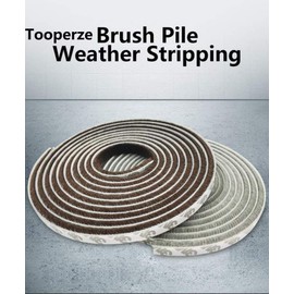 Tooperze Weather Stripping for Door,Self Adhesive Brush Window Seal Strip for House Windows Weatherproof Soundproof Dustproof 16 FT Length 0.350.6 inch…