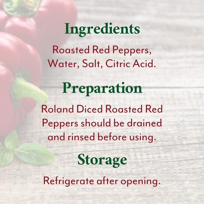 Roland Foods Diced Fire Roasted Red Peppers, 28 Ounce Can,