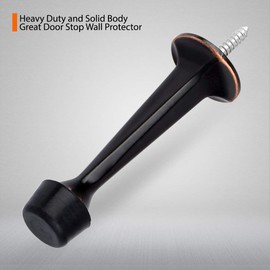 KOVOSCH Solid Rigid Door Stops with Soft Rubber Tips - Heavy Duty Durable Door Stoppers Wall Protectorï¼Oil Rubbed Bronze,2 Packï¼