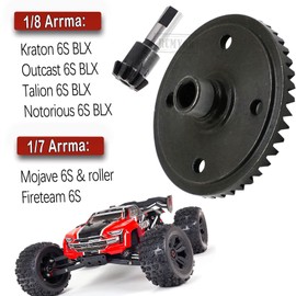 RCMYou Main Diff Gear 43T & Main Input Gear 10T Upgrades Part for ARRMA 1/8 Kraton/Notorious/Outcast/Talion 6S BLX,1/7 Fireteam/Mojave 6S BLX 4WD,Main Diff Gear & Main Input Gear Hops Ups