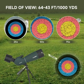 SVBONY SV28 Plus Spotting Scope with Tripod & Phone Adapter & SC002 WiFi Camera for Digiscoping, Waterproof & Fofproof, 25-75x70mm Long Range Spotter Scope for Target Shooting, Bird Watching