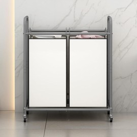 2 Bag 3 Bag 4 Bag Laundry Basket Sorter Laundry Hamper Cart with Heavy Duty Rolling Lockable Wheels and Removable Bags Organiser BlackFriday:_2 Bag Beige