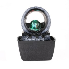 Dyna-Living Indoor Water Fountain with Rolling Ball LED Light Feng Shui Tabletop Fountain Sound Relaxation Fountain Home Office Decoration,3 Pin UK Plug Included