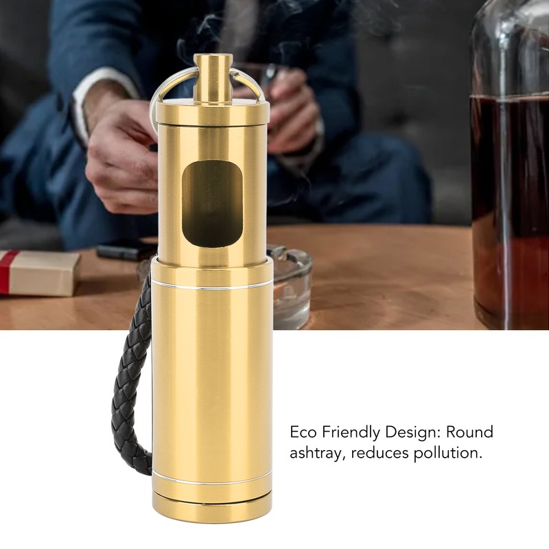 Portable Pocket Ashtray with Keychain Lanyard Retractable Circular Aluminium Alloy