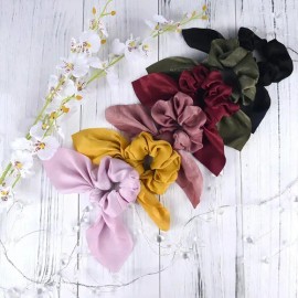 Scrunchies Satén Elastic Hair Bow HomeChi 12 Colores Cabello Mujer                                                                                    