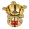 Hazel New Punch Deevi Brass Diya Oil Lamp, Golden