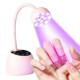 BORNBYME UV Nail Lamp for Gel Nails, 36W UV Nail Light Gooseneck Rechargeable with 4 Time Setting & Smart Auto Sensor for Nail Salon Home Use Lamp,Pink