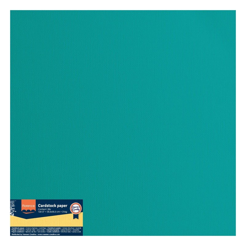 Vaessen Creative Florence Textured Cardstock Paper, Turquoise Frosting, 216 grams,