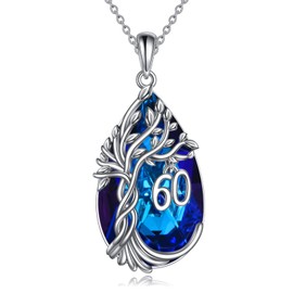 VONALA Sterling Silver Teardrop Tree of Life Necklace 60th Birthday Jewelry for Women