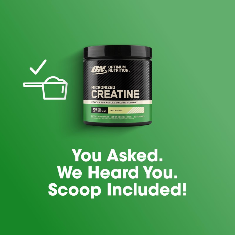 Optimum Nutrition Creatine, Micronized Creatine Monohydrate Powder, Supports Strength &