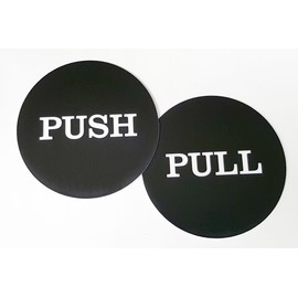 Push Pull Round Door Sign (Black)