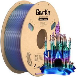 Gratkit Silk Rainbow PLA Filament 1.75mm, Color Change 3D Printer Filament, +/-0.03mm, Multicolor 3D Printing Filament Rainbow Universe