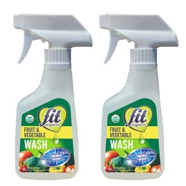 FIT Organic Fruit and Vegetable Wash Spray – USDA Certified Organic & Kosher Produce Cleaner – Removes Surface Contaminants–Family & Pet Safe, Natural & Chemical-Free–12 Fl Oz (2-Pack)