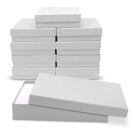 Novel Box 10 Pack White Jewelry Gift Box 5.5x3.5x1in with Cotton Filled | Cardboard Jewelry Box | Gift Boxes with Lids Made in USA | Boxes for Bracelet Necklace Ring Earrings