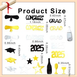 Jc.upin 30g Graduation Confetti,2023 Graduation Decorations Congrats Confetti,Graduation Party Supplies Gold Black Silver Graduation Table Confetti