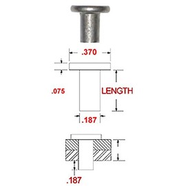 3/16" Dia. X 5/8" Length Aluminum Flat Head Solid Rivet, Plain Finish (Pack of 1/2lb - Approximately 195 Pieces)