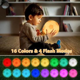 Balkwan Football Night Light - 16 Colours Changing Dimmable with Remote Control, Sports Lamp for Children, Home Decor, Birthday Gifts, Christmas Gifts, Perfect Football Gifts (12 cm)