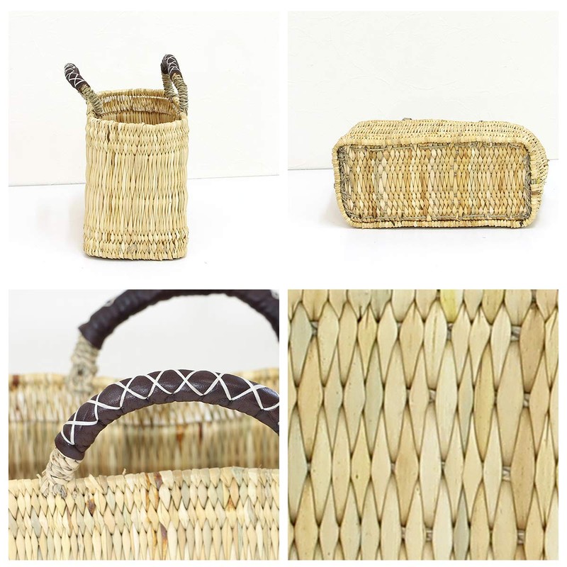 Matsunoya Basket Straw Leather Hand Horizontal Basket S