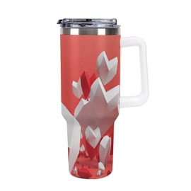 Vaso de 40 onzas, con aislamiento de corazón, flotante, con tapa de popote, botella de agua de acero inoxidable, aislamiento al aspiradora, para depor