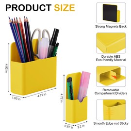 KITANIS Magnetic Pen Holder,2 Pack Magnetic Dry Erase Marker Holder with Generous Compartments,Strong Magnet Storage Marker Pen Pencil Organizer for Refrigerator,Whiteboard,Locker Accessories