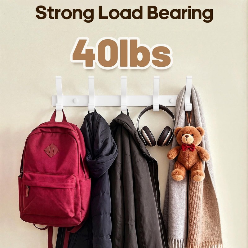 Coat Rack Wall Mount, Heavy Duty Coat Rack Hooks for