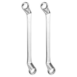 HARFINGTON 2pcs Offset Extra Long Box End Wrench 20 x 22 mm Metric 12 Point 75 Degree Offset Double End Box Ratcheting Wrench CR-V Polished Long Spanner Tools