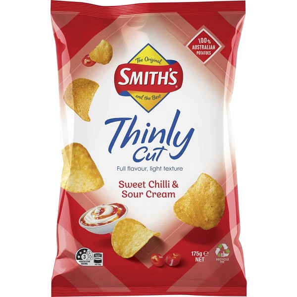 Smiths Thinly Cut Chips Sweet Chilli & Sour Cream 175g