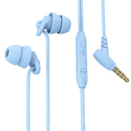 Sleep Earbuds, Comfortable Soft Lightweight Wired Earbuds for Small ear Canal, Noise Cancelling In-Ear Sleep Earphones with Mic Volume Control for Insomnia Snoring Meditation (3.5MM Blue)
