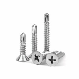#12 x 2 (50 Pack) Flat Head Phillips Drive Sheet Metal Screws, Stainless Steel 410 Self Drilling Screws,Countersun Head Fast Self-Tapping Screws for Metal, Plastic, Wood