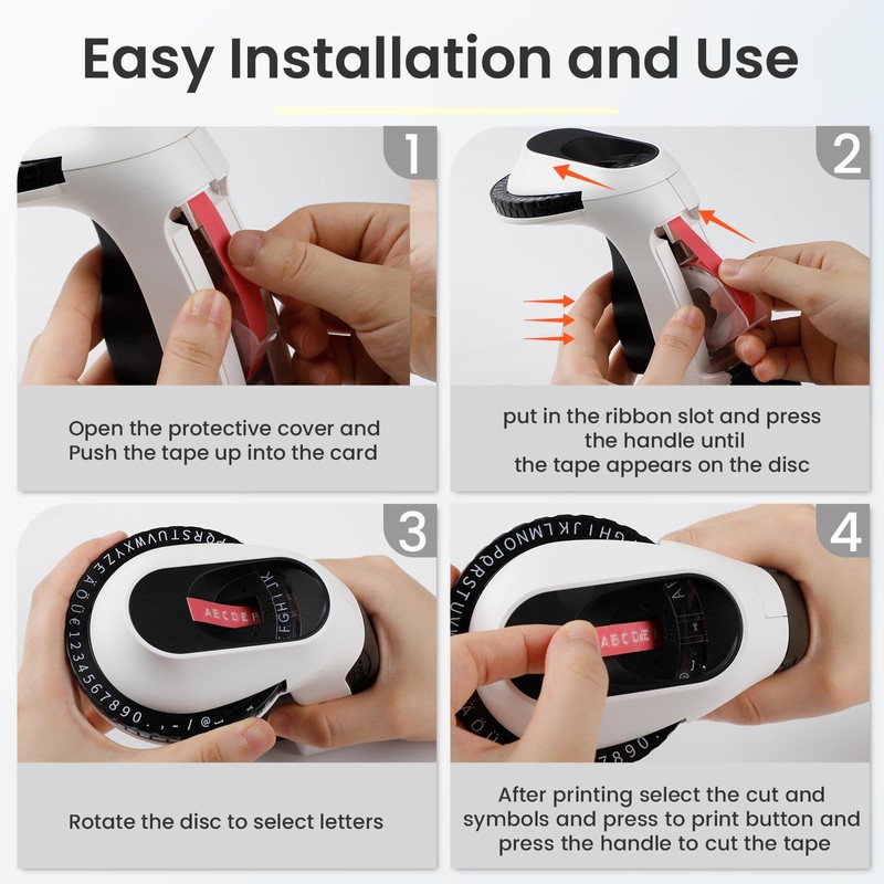 E975 Embossed Label Maker Handheld, Omega Home Embossing Label Maker,