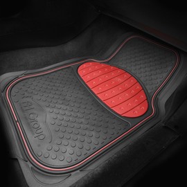 FH Group Automotive Floor Mats -Full Rubber Red Set Touchdown Floor Mats, Universal Fit with Combo Small Car Seat, Trimmable and Heavy-Duty Floor Mats, Climaproof™ Floor Mats for Most Seda and SUV