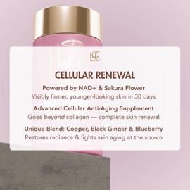 Sakura Anti-Aging Booster Supplement - Collagen Support & Cellular Regeneration with Cherry Blossom & NAD+ - Vegan Skin Health Capsules for Radiant Glow - 30 Count